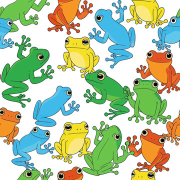 Colorful Frog Pattern Seamless Background