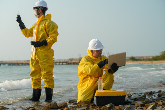 Environmental testing action coastal area scientific study seaside exploratory pollution monitoring