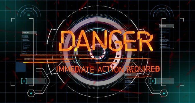Displaying central HUD with orange DANGER IMMEDIATE ACTION REQUIRED on display with data panels