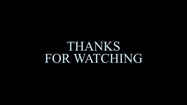 Thanks for watching text animation character 1 by 1 in 2 rows, outro scene, endscreen thank you for watching, alpha channel, 4k video