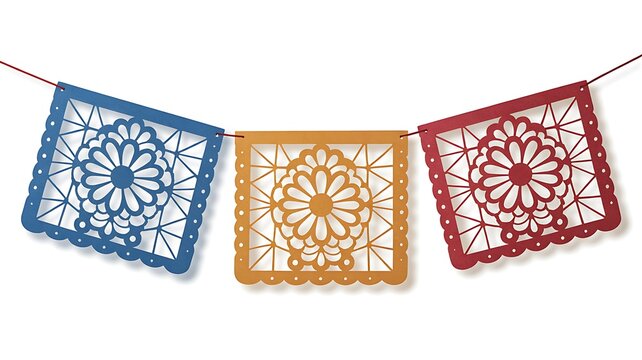 Colorful paper banner with floral designs