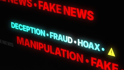 Obraz premium Dynamic word cloud of media manipulation terms.
