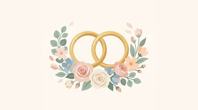 Wedding season romantic rings illustration
