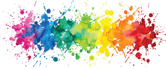 Fototapeta premium Rainbow watercolor splash abstract colorful paint splatter vibrant background design