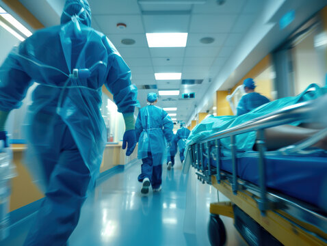 Emergency Medical Response in Hospital Hallway 
