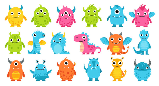 Colorful cartoon monster characters.