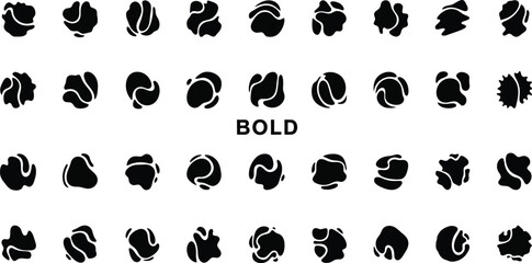 Fototapeta premium Bold abstract blob shapes set black organic icons modern collection