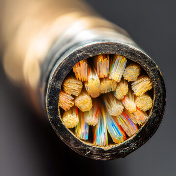Fiber optic cable cross-section macro