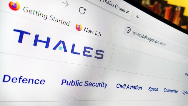 internet browser window displaying the  thales group website