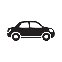 Obraz premium Black car icon, vehicle silhouette, transportation symbol, modern sedan