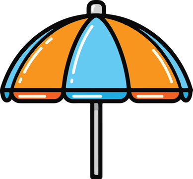 Minimalist Beach Umbrella Icon with Bold Outlines