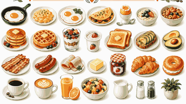 Breakfast Food Pack - Eggs, Pancakes, Toast and Morning Meal Elements