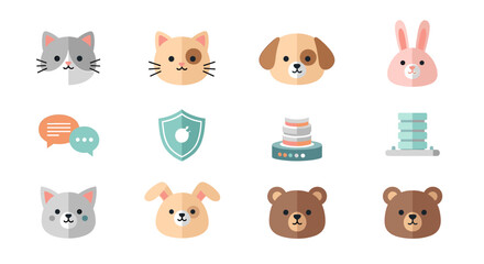 Obraz premium A cheerful, minimalist graphic of a kitten with stars creates a playful mood. Perfect for children's products, social media, or website design.