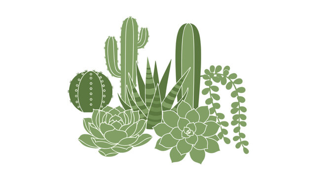 Collection of green succulents plants.
