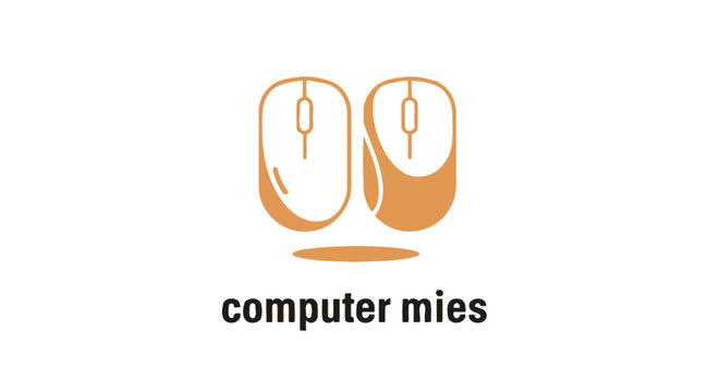 Two Computer Mice Illustration on White Background for Technology Concepts.