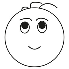 Naklejka premium Smiling face Cheerful emotion symbol. Cartoon head vector. Black outline face