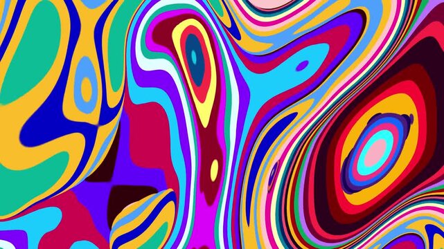 Vibrant abstract psychedelic pattern with colorful swirling shapes