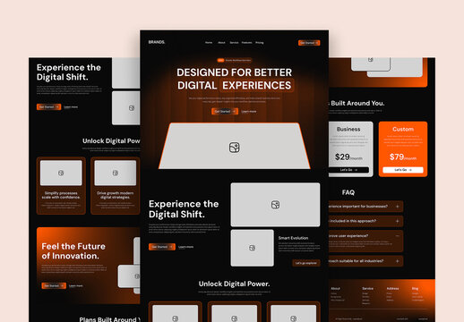 Modern Wireframe Landing Page Template Layout