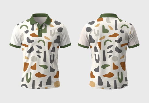 Abstract Pattern Polo T-Shirt Design Front and Back View