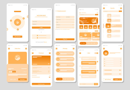Food Delivery Mobile App Wireframe UI Kit Layout