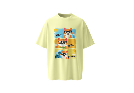 Summer Beach Party Drop Shoulder T-Shirt Design