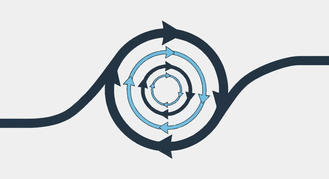 Infographic design with arrows and circles.