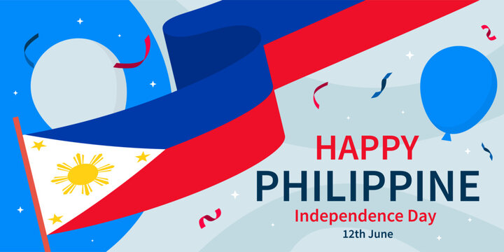 philippine independence day horizontal banner illustration in flat design
