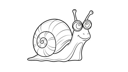 A cute cartoon snail with big eyes on a white background. © Umi