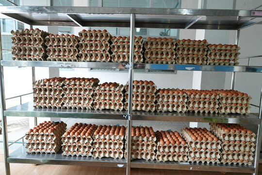 many fresh eggs at the market