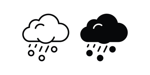 Obraz premium Black and white outline and silhouette of clouds with rain and hail