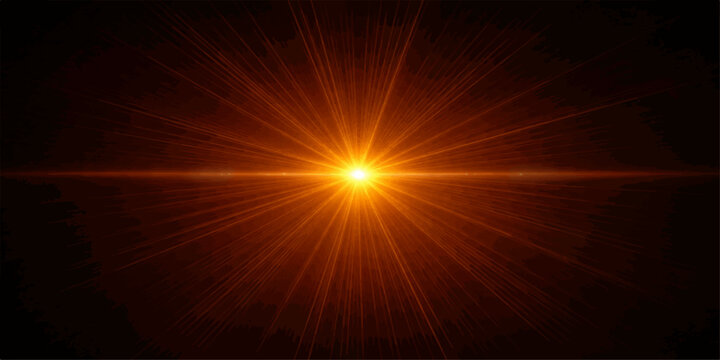 A bright orange star burst glows with yellow energy and fiery rays across an abstract light space background featuring a textured motion blur design