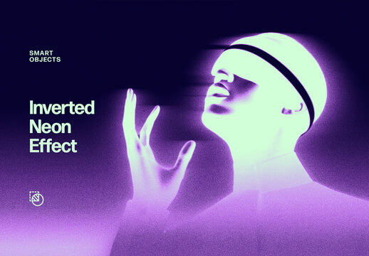 Inverted Photo Effect &ndash; Neon for Album Cover & Social Media (PSD)