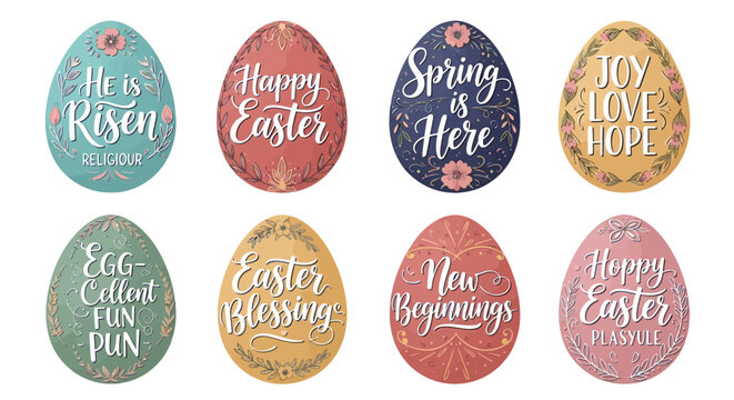 Colorful abstract modern Easter egg vector illustration, digital art with inspirational messages on a clean background