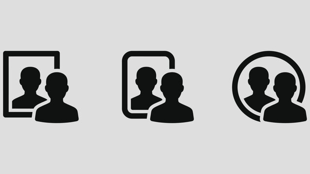 Mirror looking icon. Man look at the mirror vector graphic. Person standing in front of reflection indicator. Mirror image concept.