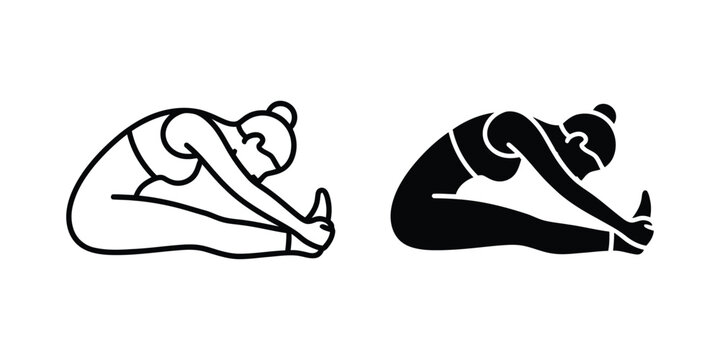 Seated forward fold yoga pose outline and silhouette styles