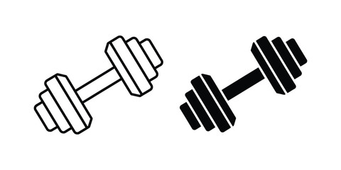 Fototapeta premium Two dumbbell one solid black and one outline style