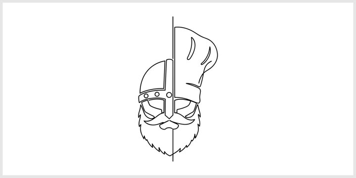 Viking Chef Half Face Outline