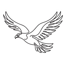 Fototapeta premium Elegant line art vector illustration of a majestic eagle in flight, symbolizing freedom and power.