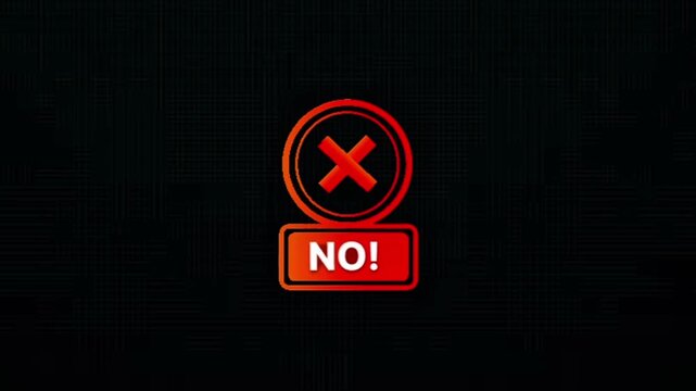 Vibrant Red 'X' Mark and 'NO!' Text Icon Illustrating Prohibition, Error, and Rejection in a Digital Warning Interface