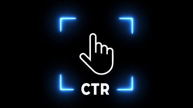 Click Through Rate CTR digital marketing performance analytics concept on the black background.  Motion graphics of online advertising optimization.  