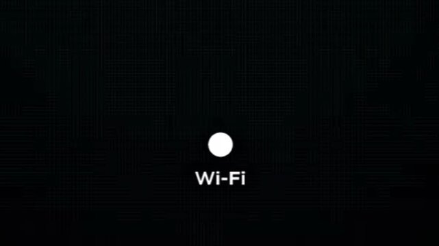 Minimalist digital graphic representing wireless network connection status and availability on a dark background, signifying modern communication technology and data transfer