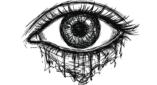 Expressing the Inner: An artistic illustration of an eye sheds tears. The artwork conveys feelings of vulnerability.