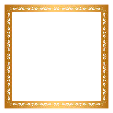Golden vintage wedding invitation card islamic page certificate border line pattern illustration frame rectangle