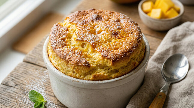 baked mango souffle