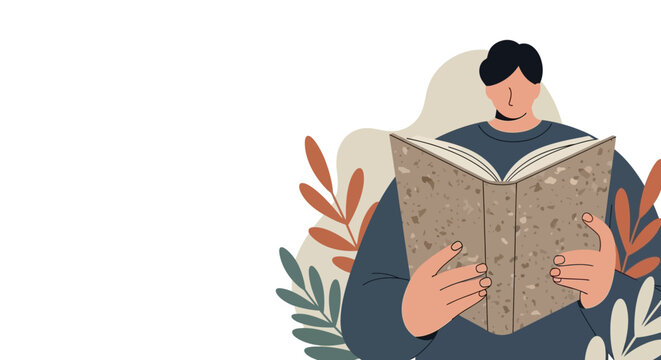 Man reading a large book.