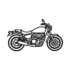 Obraz premium Black line drawing of motorcycle vehicle.