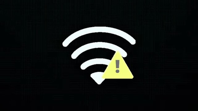 A wireless network connection icon featuring a white wi-fi signal symbol on a black computer screen design for internet technology communication illustration