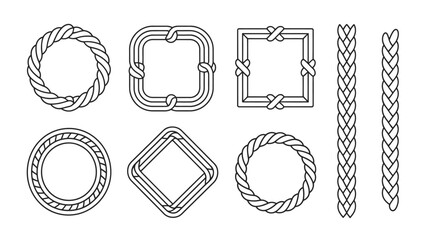 A collection of black and white rope designs displays circular square and braided patterns arranged in a grid formation high quality professional detailed modern elegant stylish © DesignHub