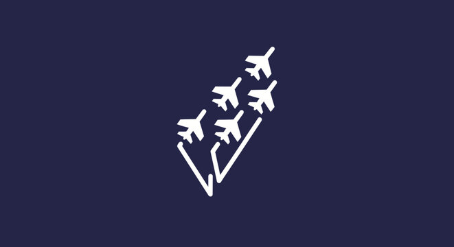 White airplanes flying in formation.