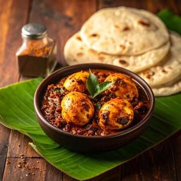 Kerala Egg Roast with Porotta Spicy Masala Egg Curry Realistic Food Photography 1:1